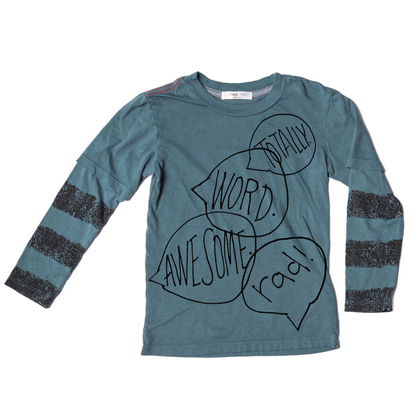 Word Bubble Print Top (Teal)