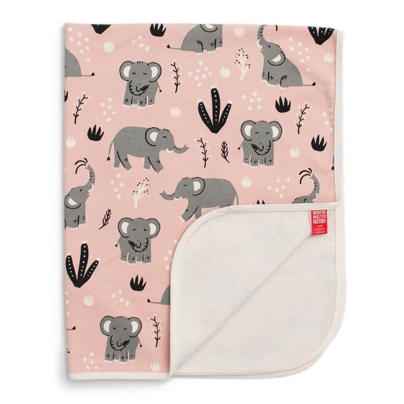 French Terry Blanket - Elephants Pink