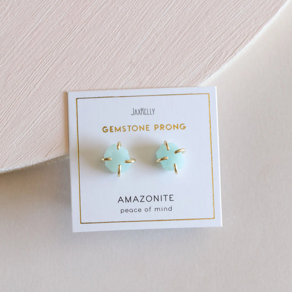 Amazonite Gem Prong Earrings