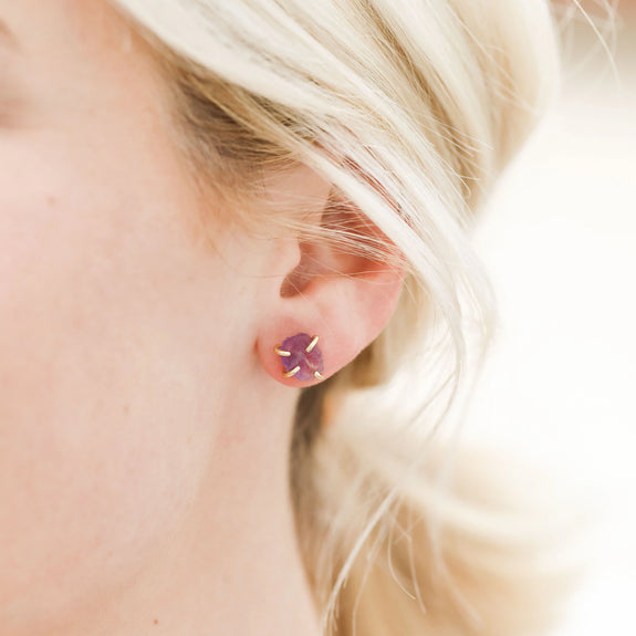 Amethyst Gemstone Prong Earring