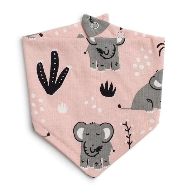 Kerchief Bib - Elephants Pink