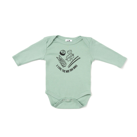 I Like The Way You Roll Graphic Onesie LS Celadon