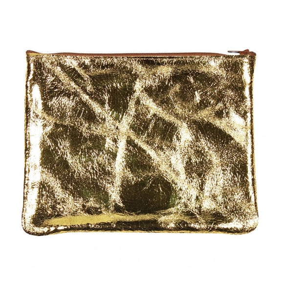 Flat Zip Pouch, Large (Gold Foil)