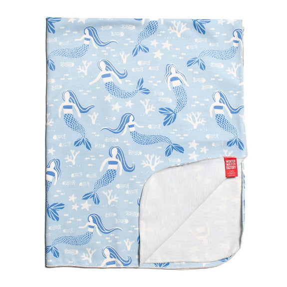 Lightweight Jersey Baby Blanket Mermaids Blue