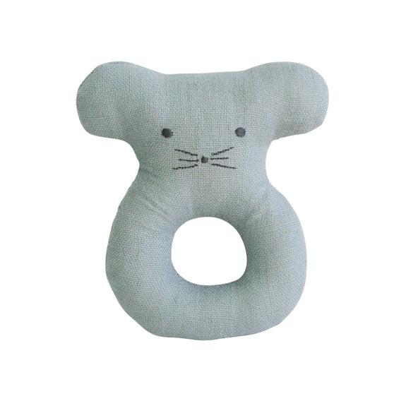 Linen Mouse Ring Rattle - Grey