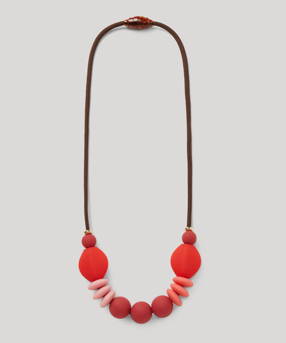 Teething Necklace - Red/Rose