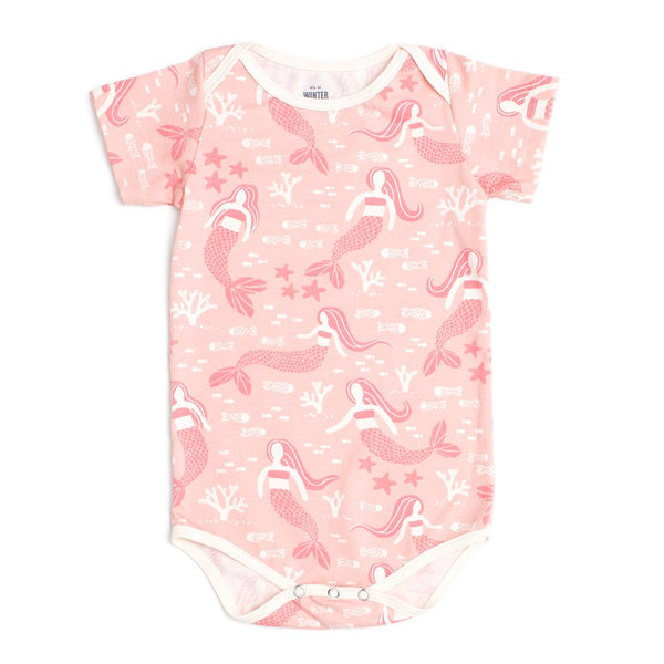 Short Sleeve Snapsuit Mermaids Pink