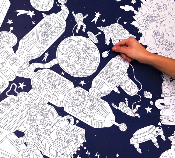 Giant Coloring Poster & Stickers - Space Station