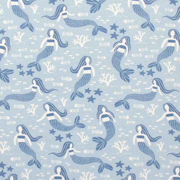 Lightweight Jersey Baby Blanket Mermaids Blue