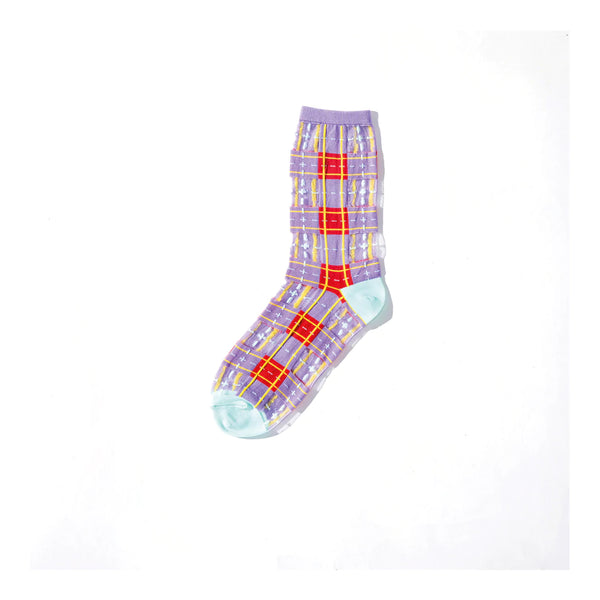 Tartan Sheer Socks - Purple