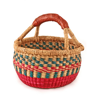 Woven Round Bolga Basket - Mini