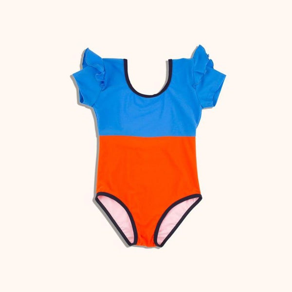 Frills Swimsuit Blue/Carmine