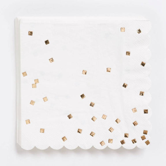 Gold Confetti Paper Napkins - Set of 16