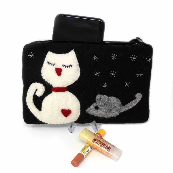 Felt Coin Purse - Cat & Mouse