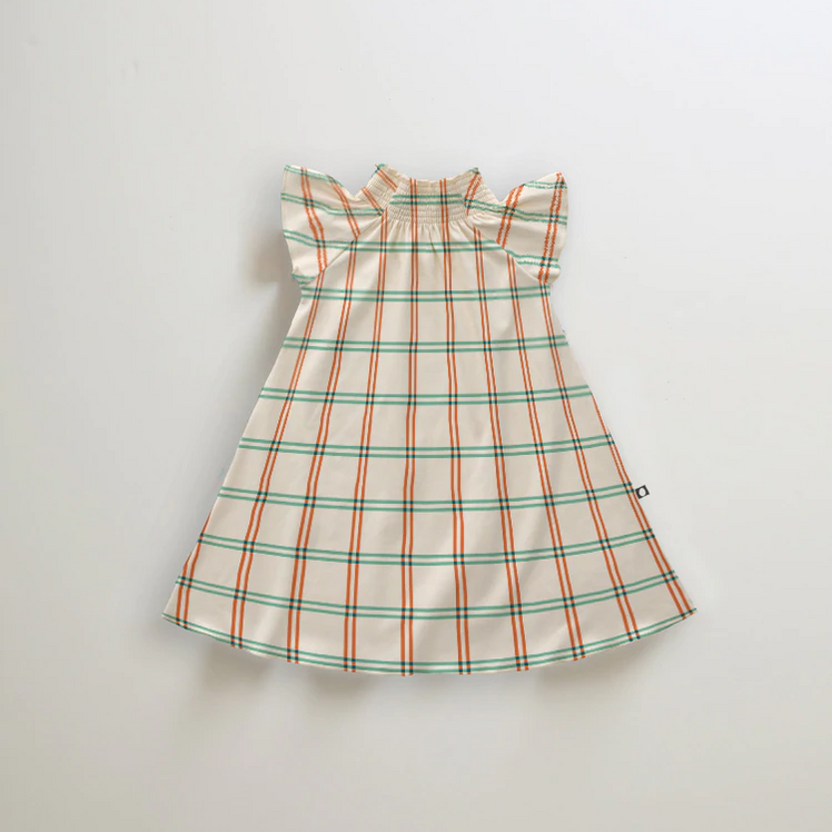 Peasant Dress Gardenia Check – Yolk | free range design