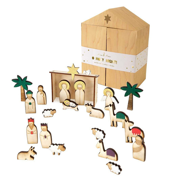 Wooden Nativity Scene Advent Calendar