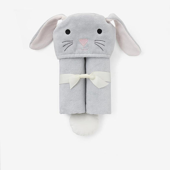 Gray Bunny Hooded Baby Barth Wrap