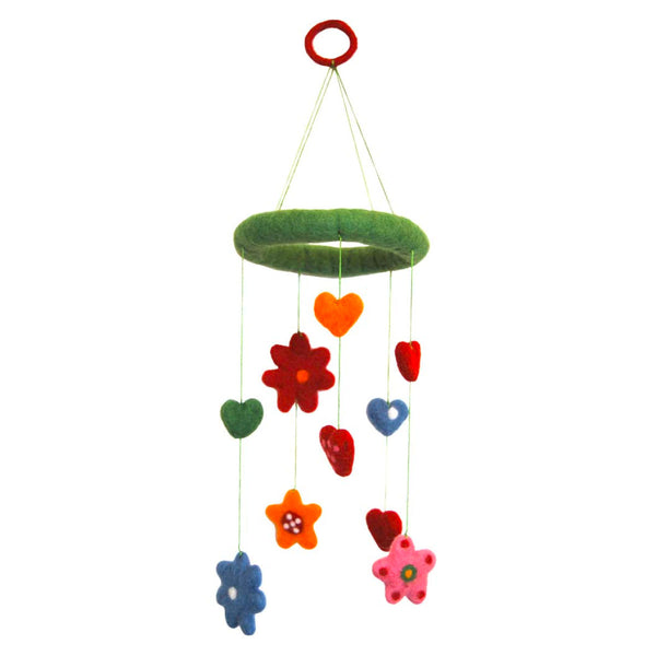 Heart And Flower Felted Mobile