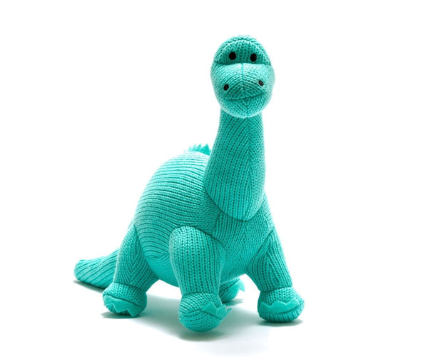 Knitted Dinosaur Rattle - Ice Blue