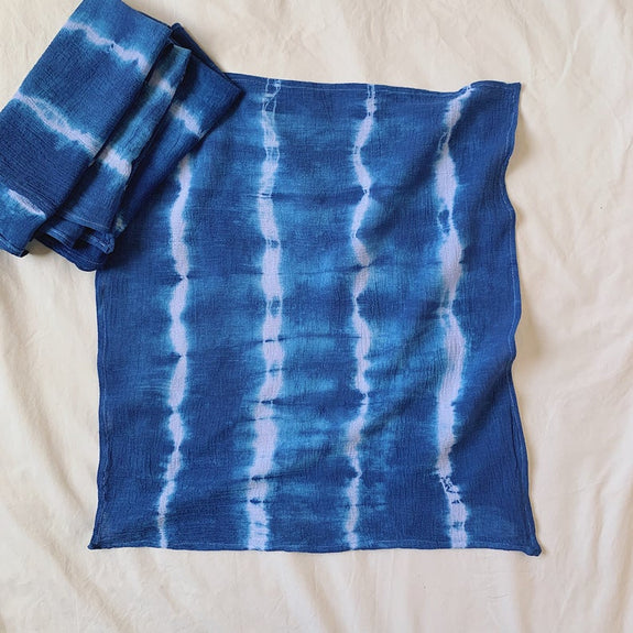 Hand Dyed Napkin Set of 4 - Shibori Stripes