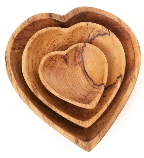 Wood & Bone Heart Bowl Set