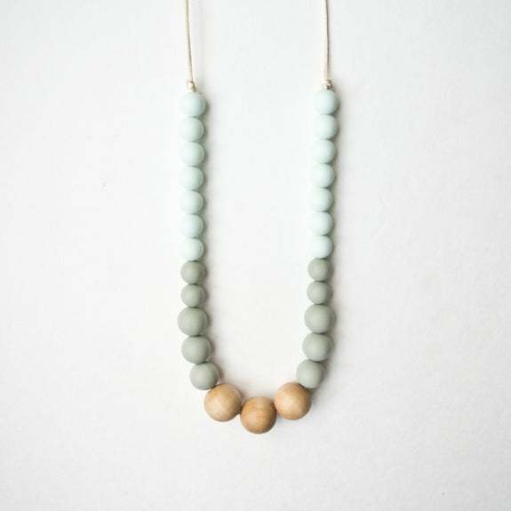 Wood + Silicone Necklace - Mint Sage