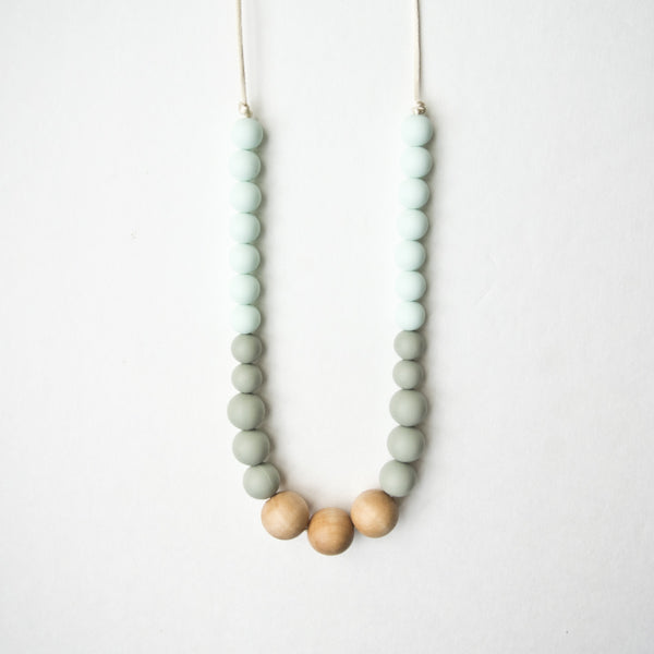 Wood + Silicone Necklace - Mint Sage