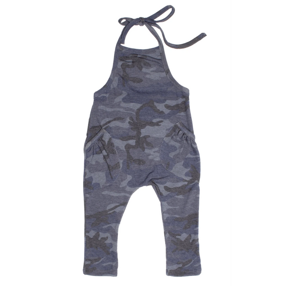 Peyton Camo One Piece Overalls - Blue