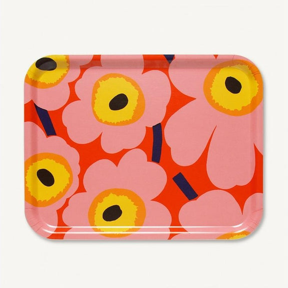 Pieni Unikko plywood tray (Pink/Yellow)