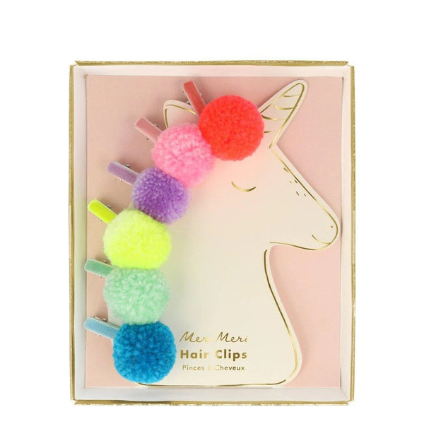 Pompom Unicorn Hair Clips