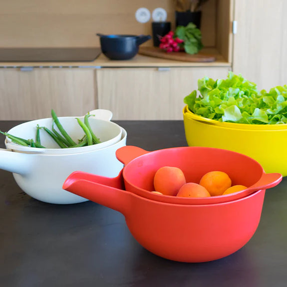 Small Mixing Bowl and Colander Set - Tomato