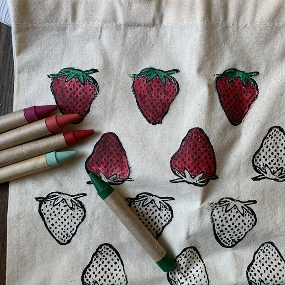 Strawberry Color Your Own Market Tote Kit