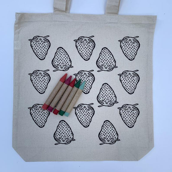 Strawberry Color Your Own Market Tote Kit